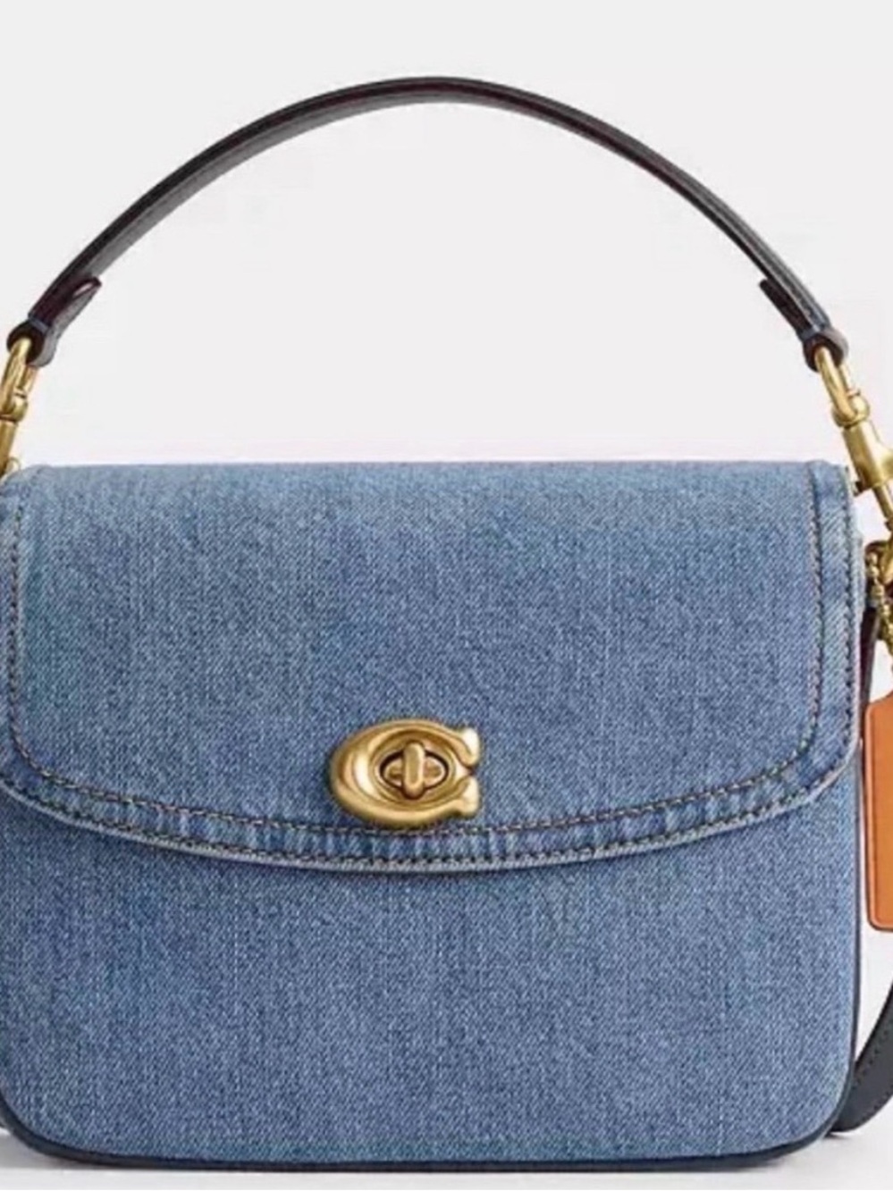 Coach Denim Cassie Crossbody Top-Handle Bag in Blue with Gold Hardware